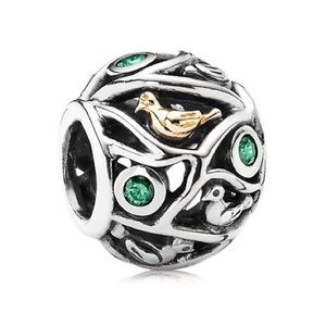 Pandora Birds of a Feather 14k Gold Two Tone Charm